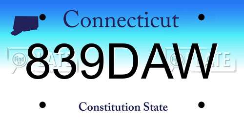839DAW Connecticut License Plate