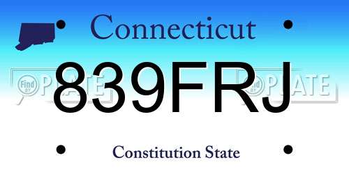 839FRJ Connecticut License Plate