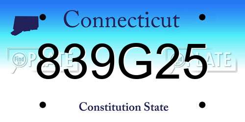839G25 Connecticut License Plate