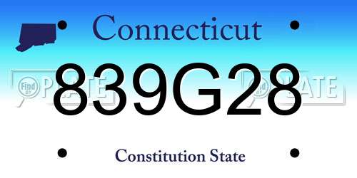 839G28 Connecticut License Plate
