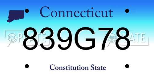 839G78 Connecticut License Plate