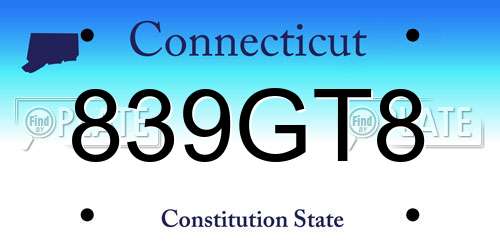 839GT8 Connecticut License Plate