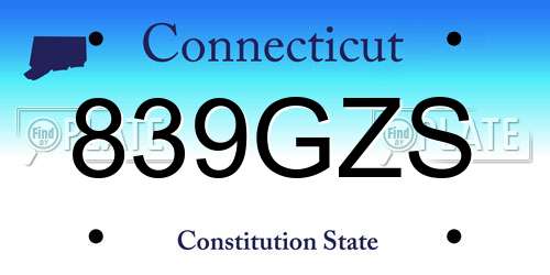 839GZS Connecticut License Plate