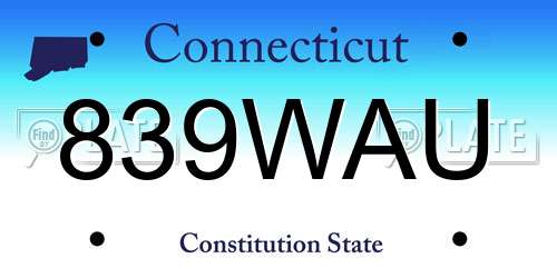 839WAU Connecticut License Plate