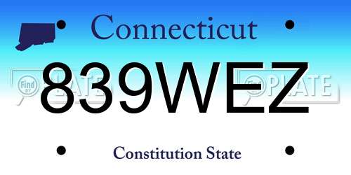 839WEZ Connecticut License Plate