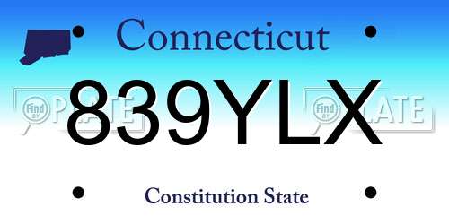 839YLX Connecticut License Plate
