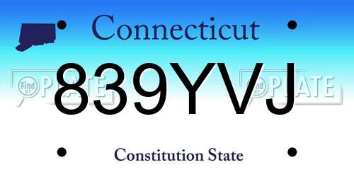 839YVJ Connecticut License Plate