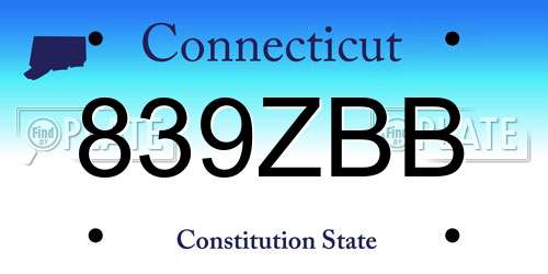839ZBB Connecticut License Plate