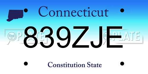 839ZJE Connecticut License Plate
