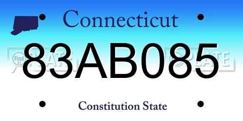 83AB085 Connecticut License Plate