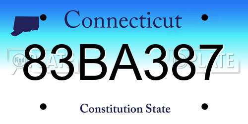 83BA387 Connecticut License Plate