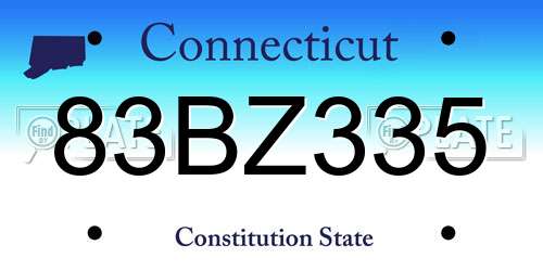 83BZ335 Connecticut License Plate