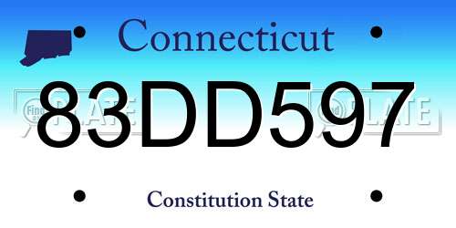 83DD597 Connecticut License Plate