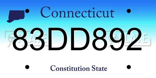 83DD892 Connecticut License Plate