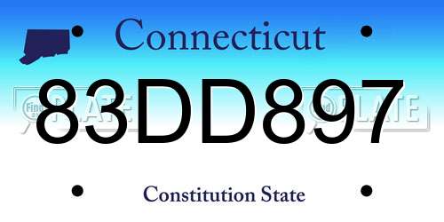 83DD897 Connecticut License Plate