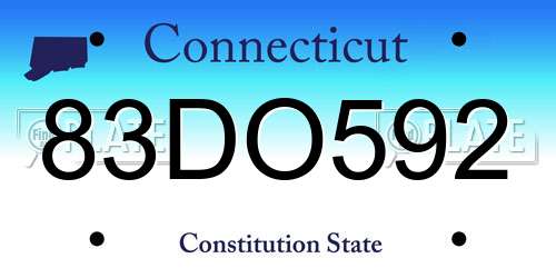 83DO592 Connecticut License Plate