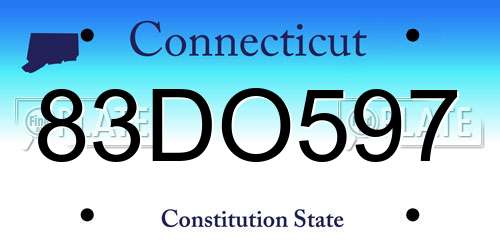 83DO597 Connecticut License Plate