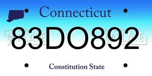 83DO892 Connecticut License Plate