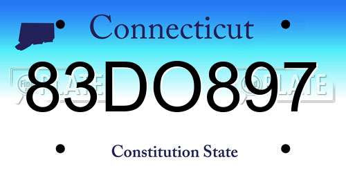 83DO897 Connecticut License Plate
