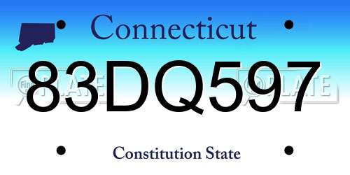 83DQ597 Connecticut License Plate