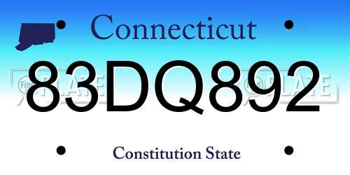 83DQ892 Connecticut License Plate