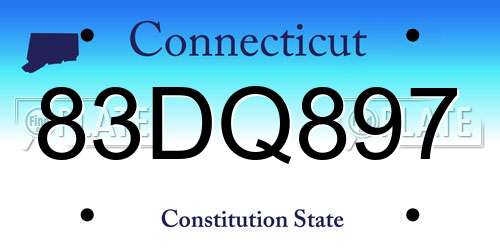83DQ897 Connecticut License Plate
