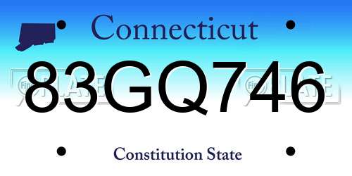 83GQ746 Connecticut License Plate