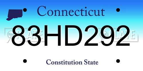 83HD292 Connecticut License Plate