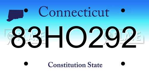 83HO292 Connecticut License Plate