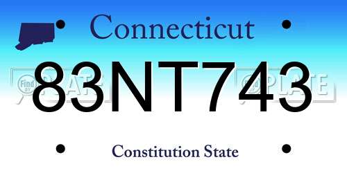 83NT743 Connecticut License Plate