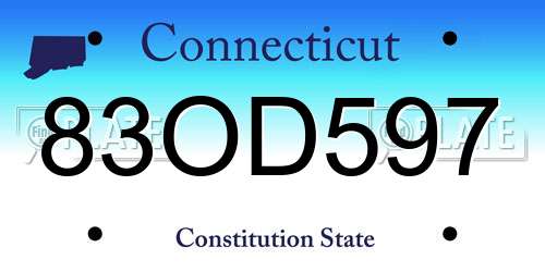 83OD597 Connecticut License Plate