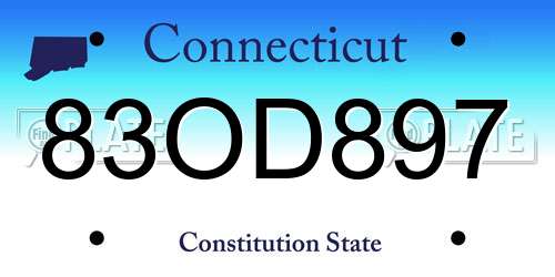 83OD897 Connecticut License Plate
