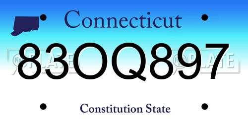 83OQ897 Connecticut License Plate
