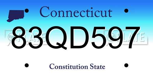 83QD597 Connecticut License Plate
