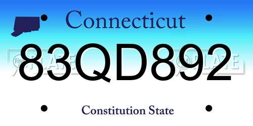 83QD892 Connecticut License Plate