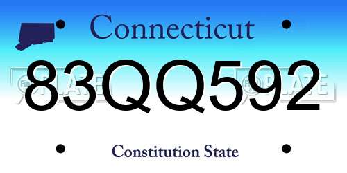 83QQ592 Connecticut License Plate