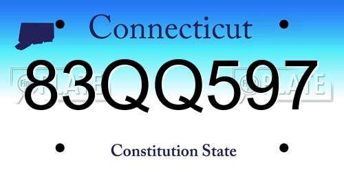83QQ597 Connecticut License Plate
