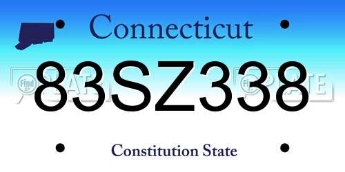 83SZ338 Connecticut License Plate