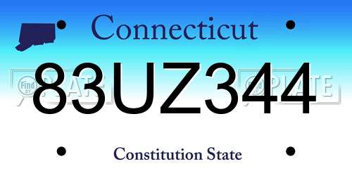 83UZ344 Connecticut License Plate