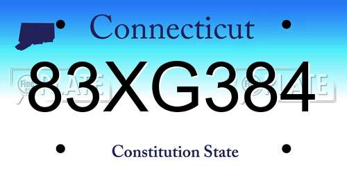 83XG384 Connecticut License Plate