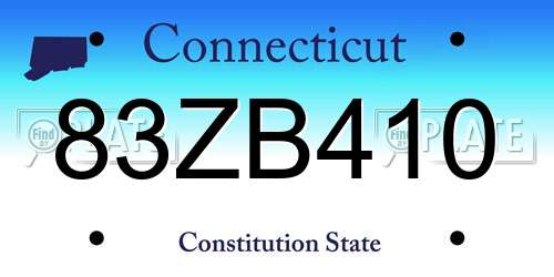 83ZB410 Connecticut License Plate