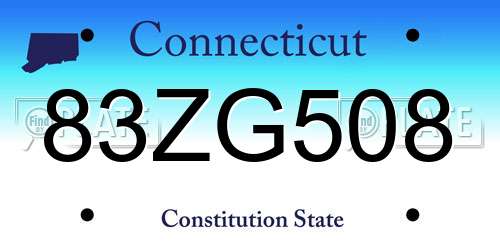 83ZG508 Connecticut License Plate