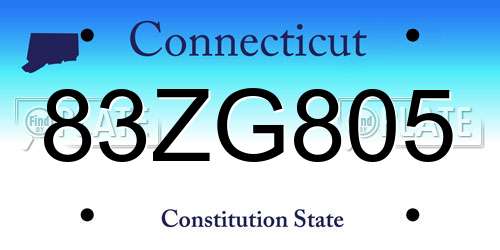 83ZG805 Connecticut License Plate