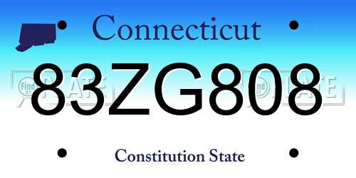 83ZG808 Connecticut License Plate