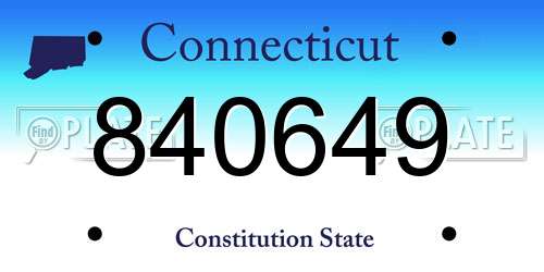 840649 Connecticut License Plate