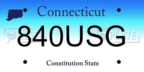 840USG Connecticut License Plate