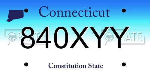 840XYY Connecticut License Plate