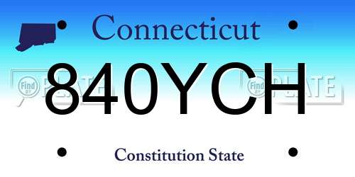 840YCH Connecticut License Plate