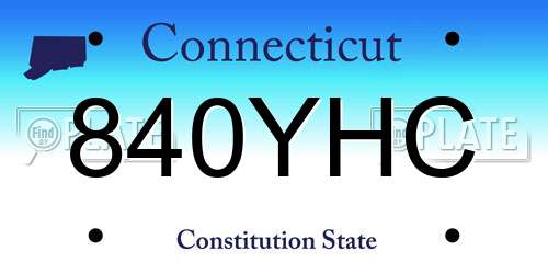 840YHC Connecticut License Plate