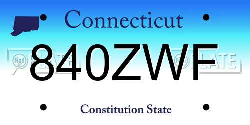 840ZWF Connecticut License Plate